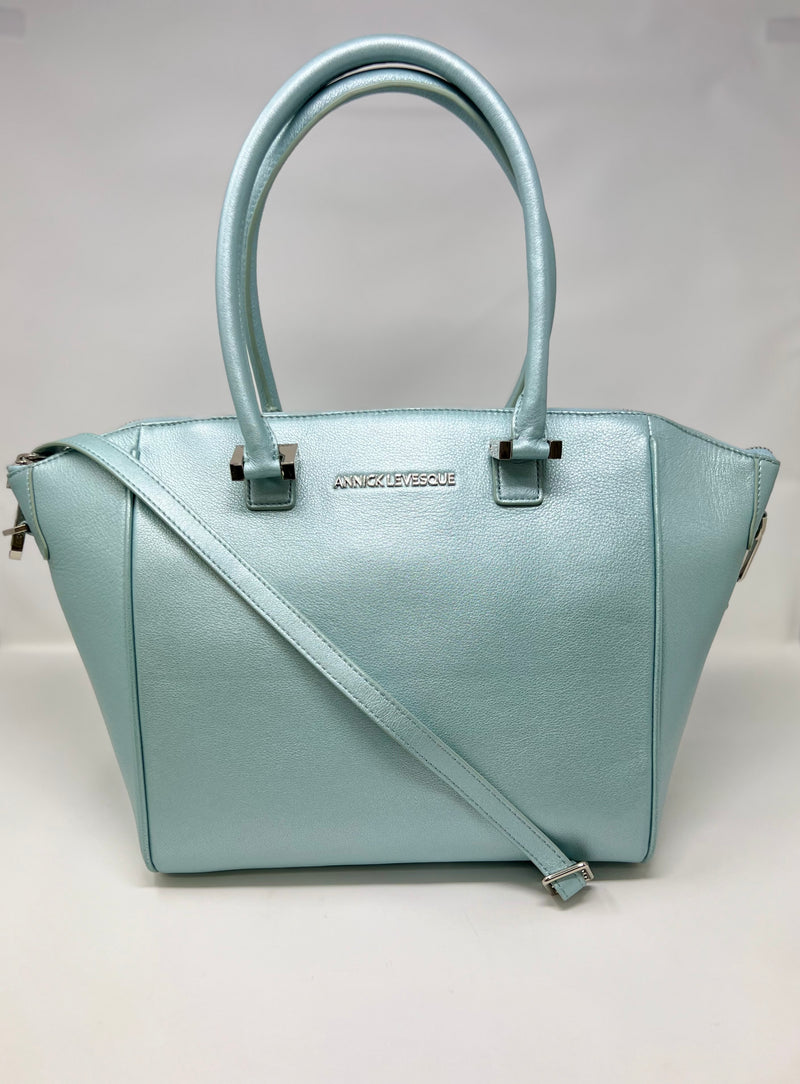 Handbag in Blue Navy Genuine Leather, Mona Medium