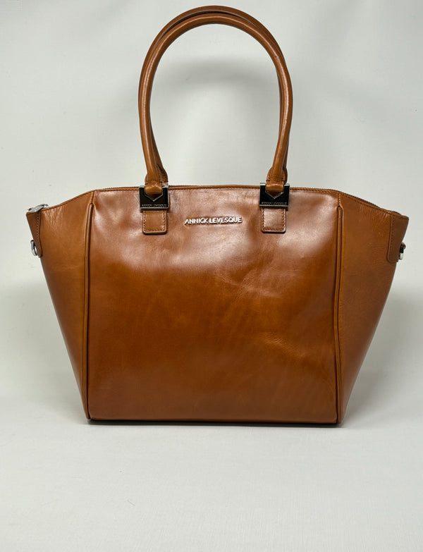 Genuine Leather Handbag Cognac, Mona medium 