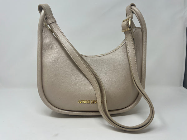 Petit Sac à Bandoulière en Cuir Champagne, Sabrina