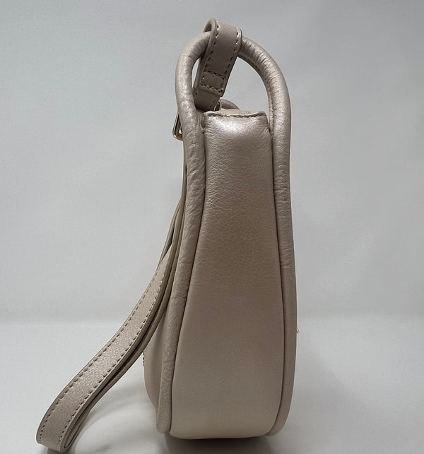 Petit Sac à Bandoulière en Cuir Champagne, Sabrina