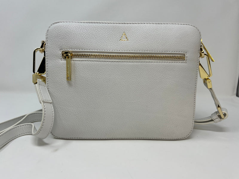 Petit Sac bandoulière 2 en 1 avec porte carte détachable en Cuir blanc pure, Kennedi