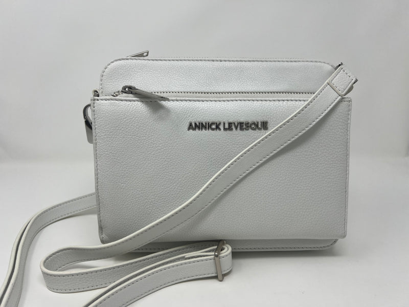 Petit Sac bandoulière 2 en 1 avec porte carte détachable en Cuir blanc pure, Kennedi