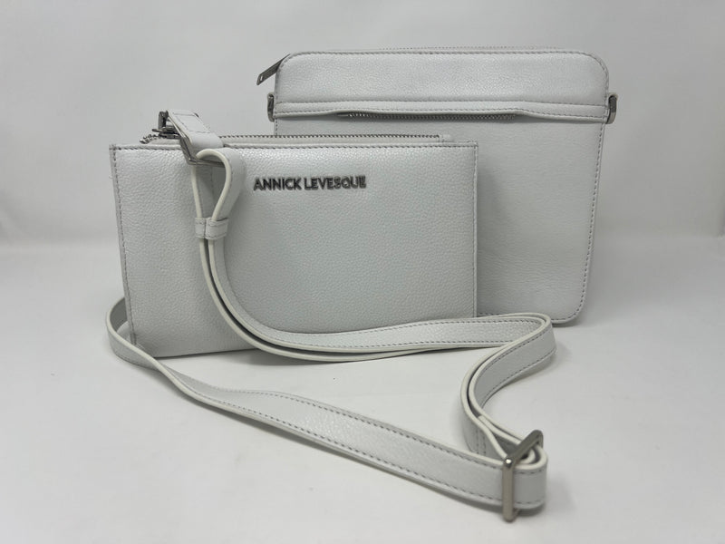 Petit Sac bandoulière 2 en 1 avec porte carte détachable en Cuir blanc pure, Kennedi