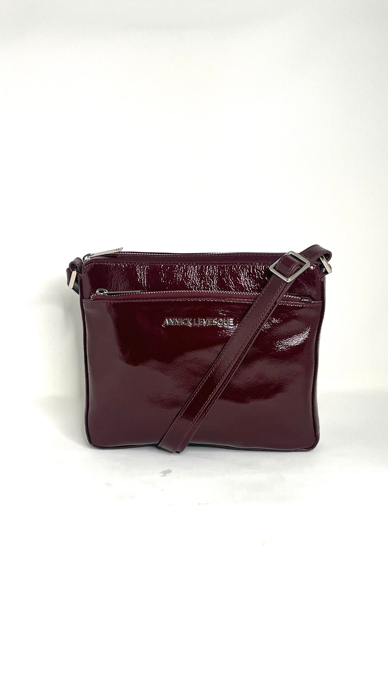 Sac à main de style sac à bandoulière, Sacoche Gisele petit rouge bordeau foncé patin souple