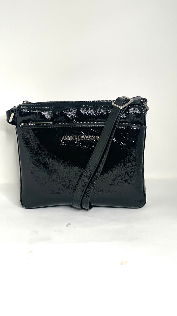 Sac à main de style sac à bandoulière, Sacoche Gisele petit Noir patin souple