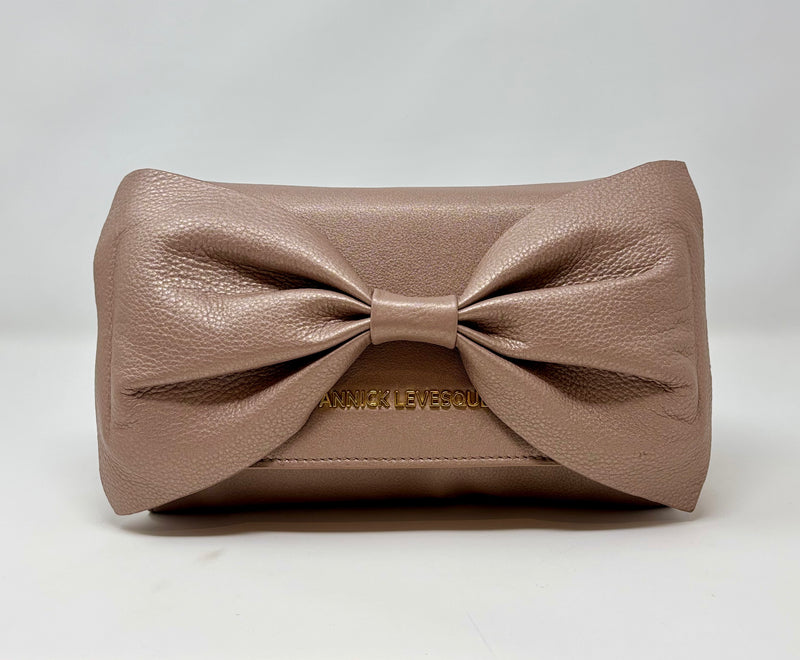 Handbag Scarlett with bow tie, 3 in 1, mother of pearl