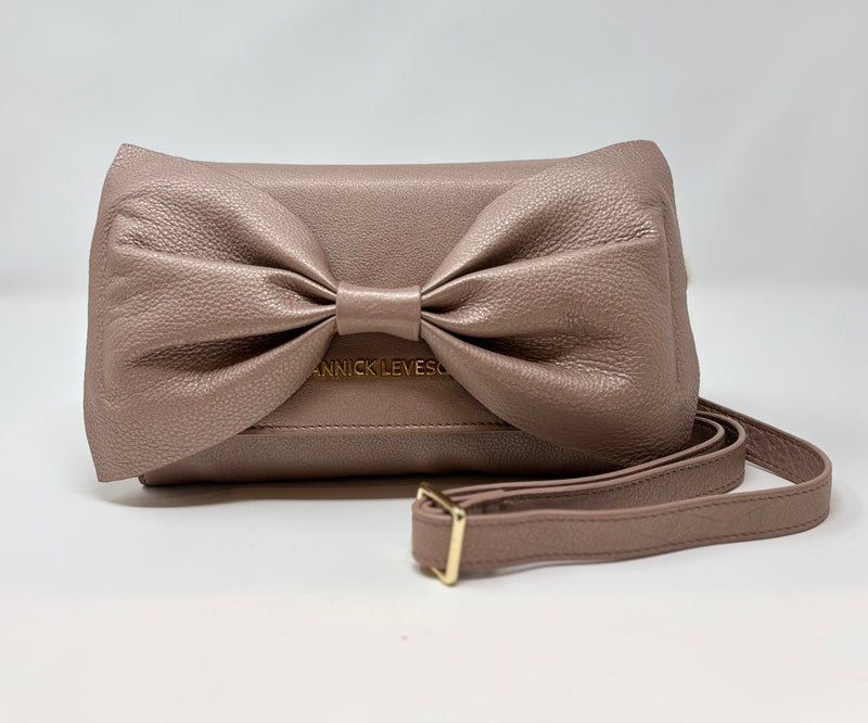 Handbag Scarlett with bow tie, 3 in 1, mother of pearl