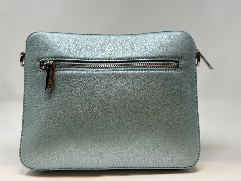 Petit Sac bandouillère 2 en 1 avec porte carte détachable en Cuir Bleu Céleste , Kennedi