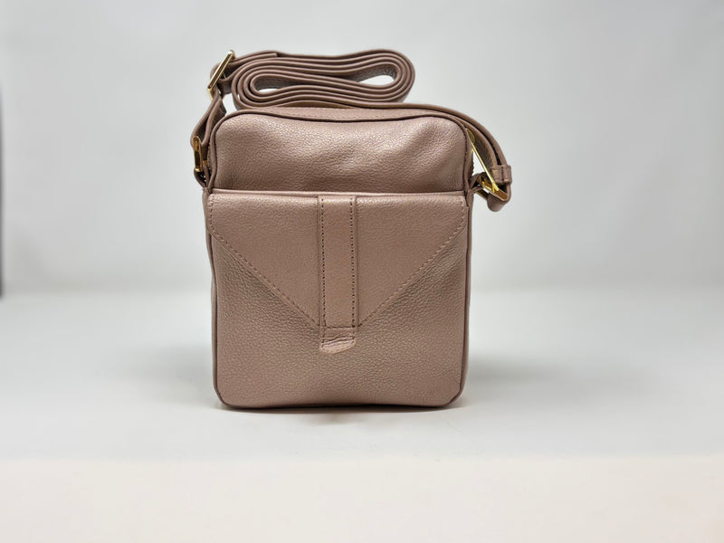 Petit sac en cuir véritable avec section pour carte RFID, Champagne Vintage , Nadine