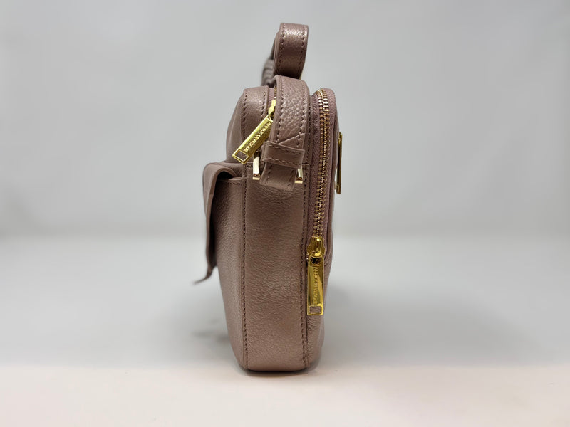 Petit sac en cuir véritable avec section pour carte RFID, Champagne Vintage , Nadine