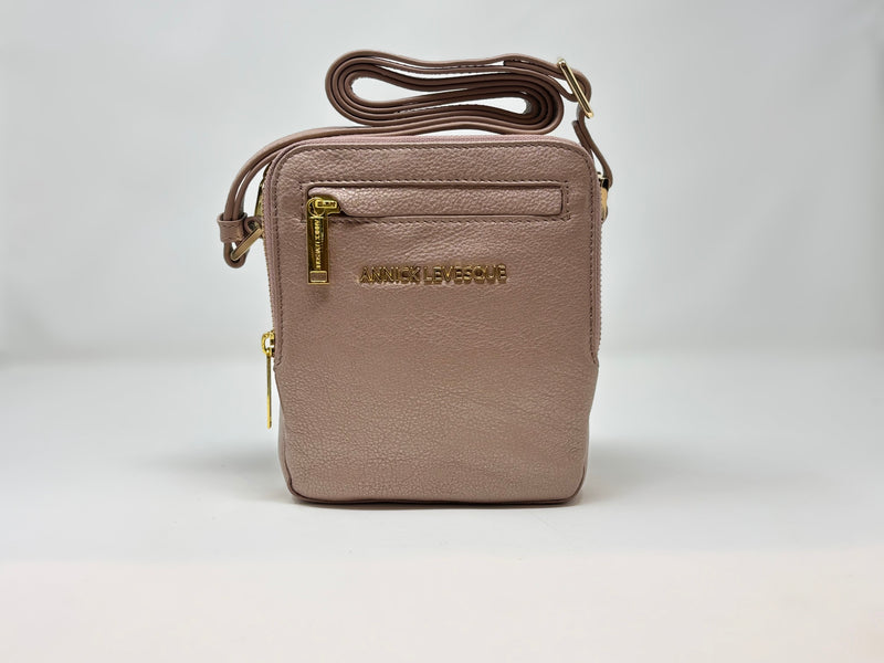 Petit sac en cuir véritable avec section pour carte RFID, Champagne Vintage , Nadine