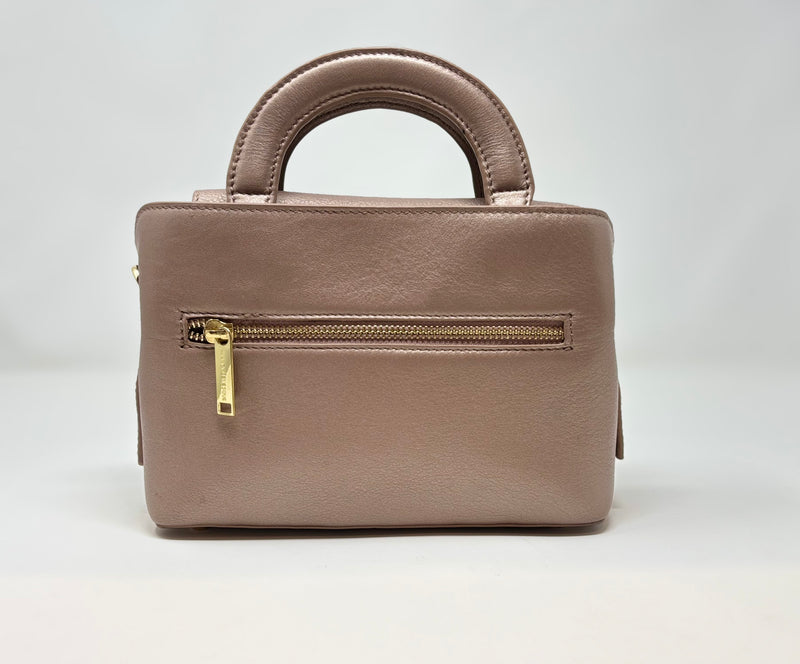 Leather Handbag Clarence, 2 in 1, Pink Blush