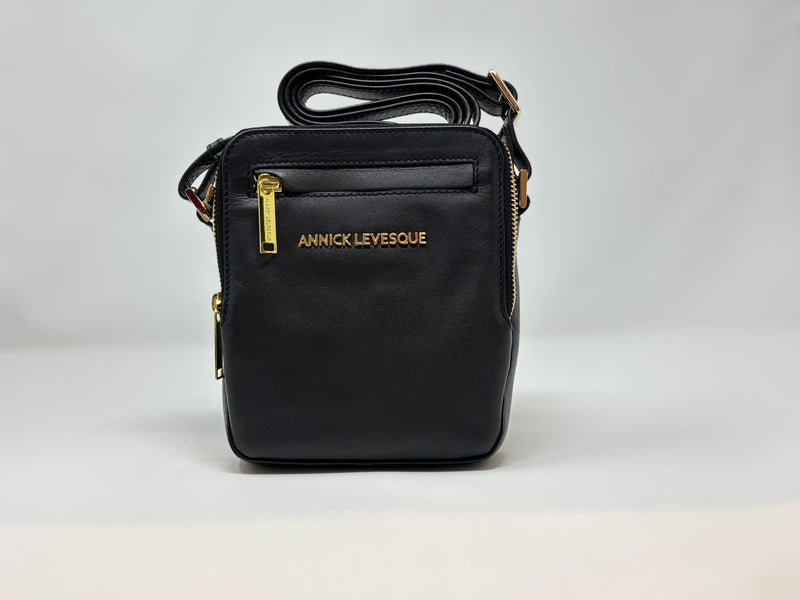 Petit sac en cuir véritable avec section pour carte RFID, Noir, Nadine