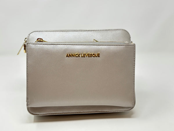 Petit Sac bandouillère 2 en 1 avec porte carte détachable en Cuir Pearl , Kennedi