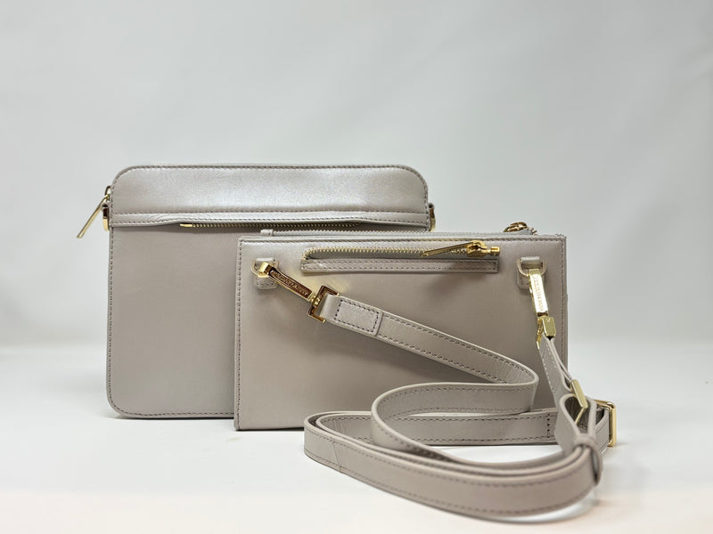 Petit Sac bandouillère 2 en 1 avec porte carte détachable en Cuir Pearl , Kennedi