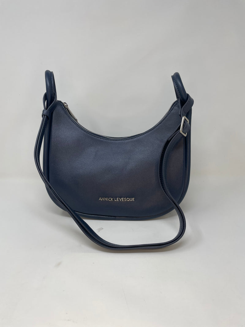 Petit Sac à Bandoulière en Cuir Bleu marine, Sabrina