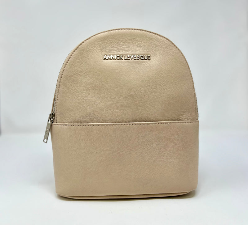 Sac à dos Classique en Cuir Beige , convertible, Caroline