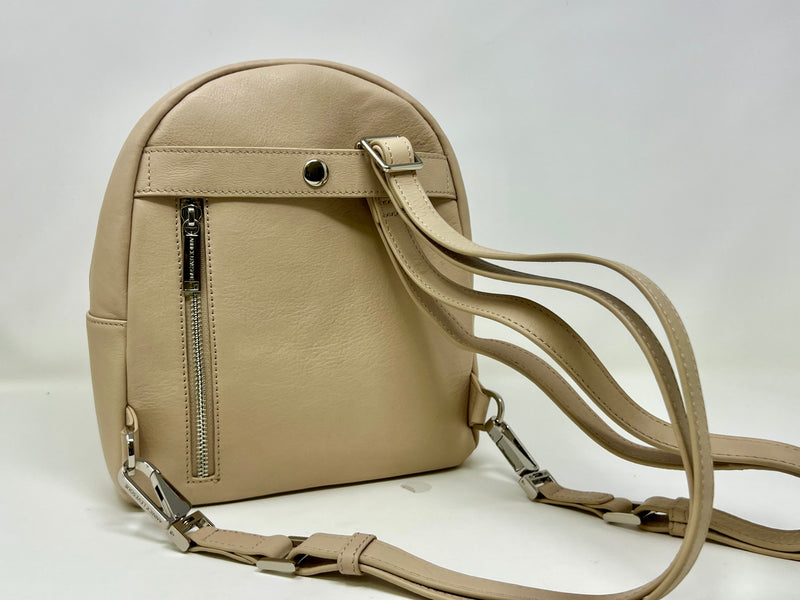 Sac à dos Classique en Cuir Beige , convertible, Caroline