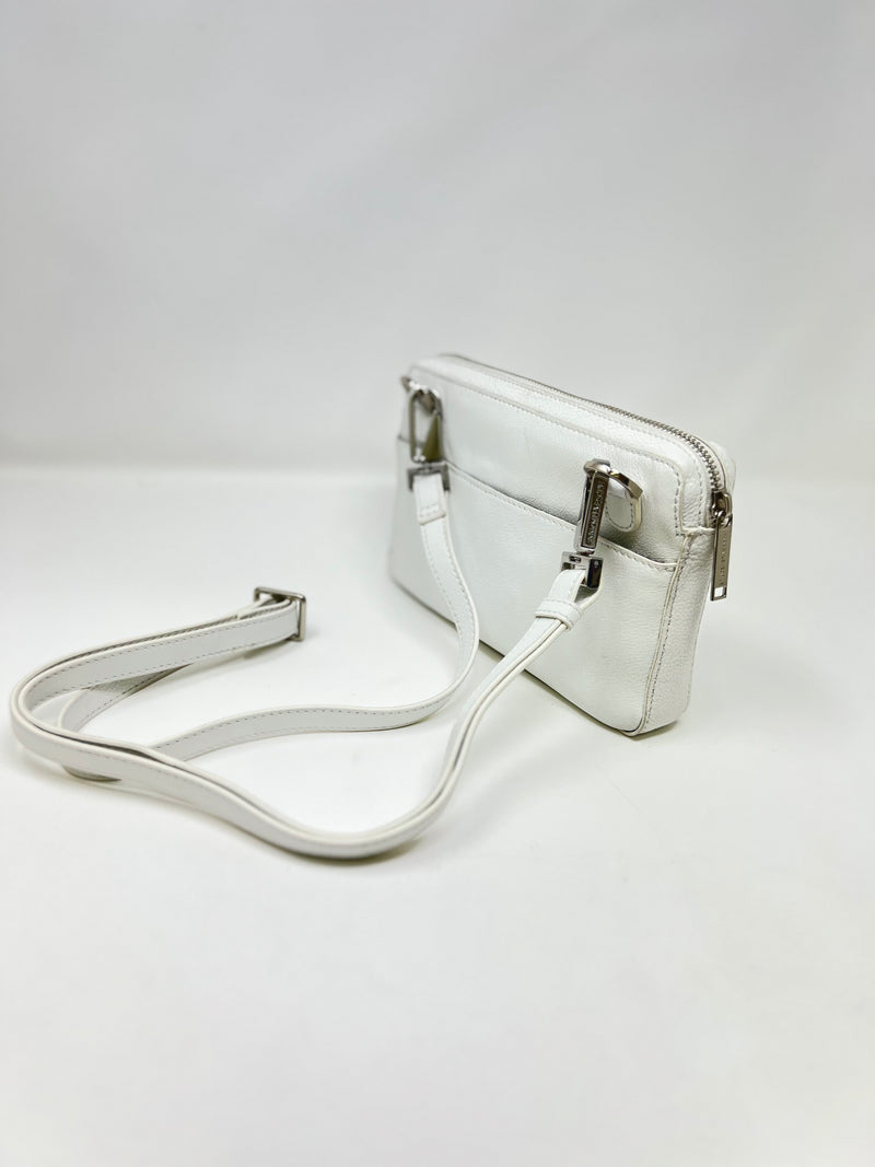 Small Leather Crossbody Bag, Beige, Annie 