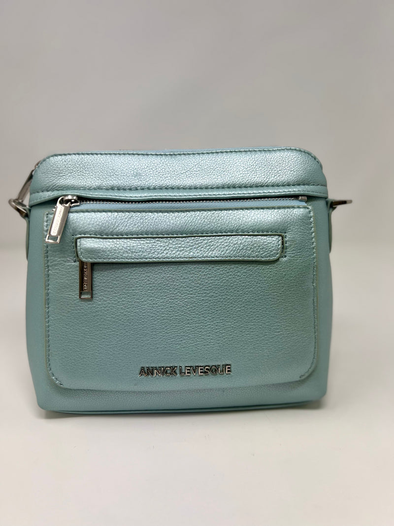Small Leather Handbag, Light Blue, Brigitte
