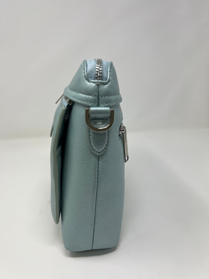 Small Leather Handbag, Light Blue, Brigitte