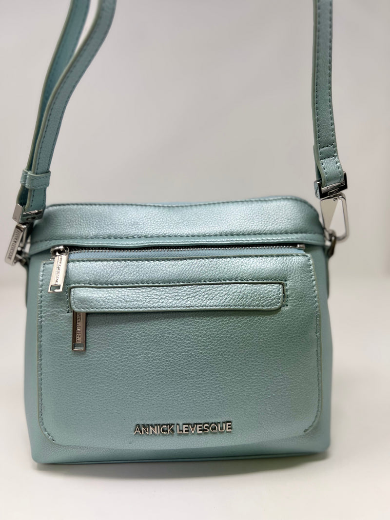 Small Leather Handbag, Light Blue, Brigitte