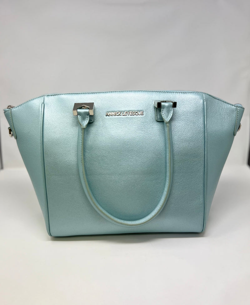 Handbag in Blue Navy Genuine Leather, Mona Medium