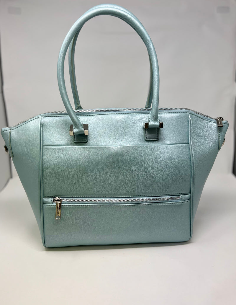 Handbag in Blue Navy Genuine Leather, Mona Medium