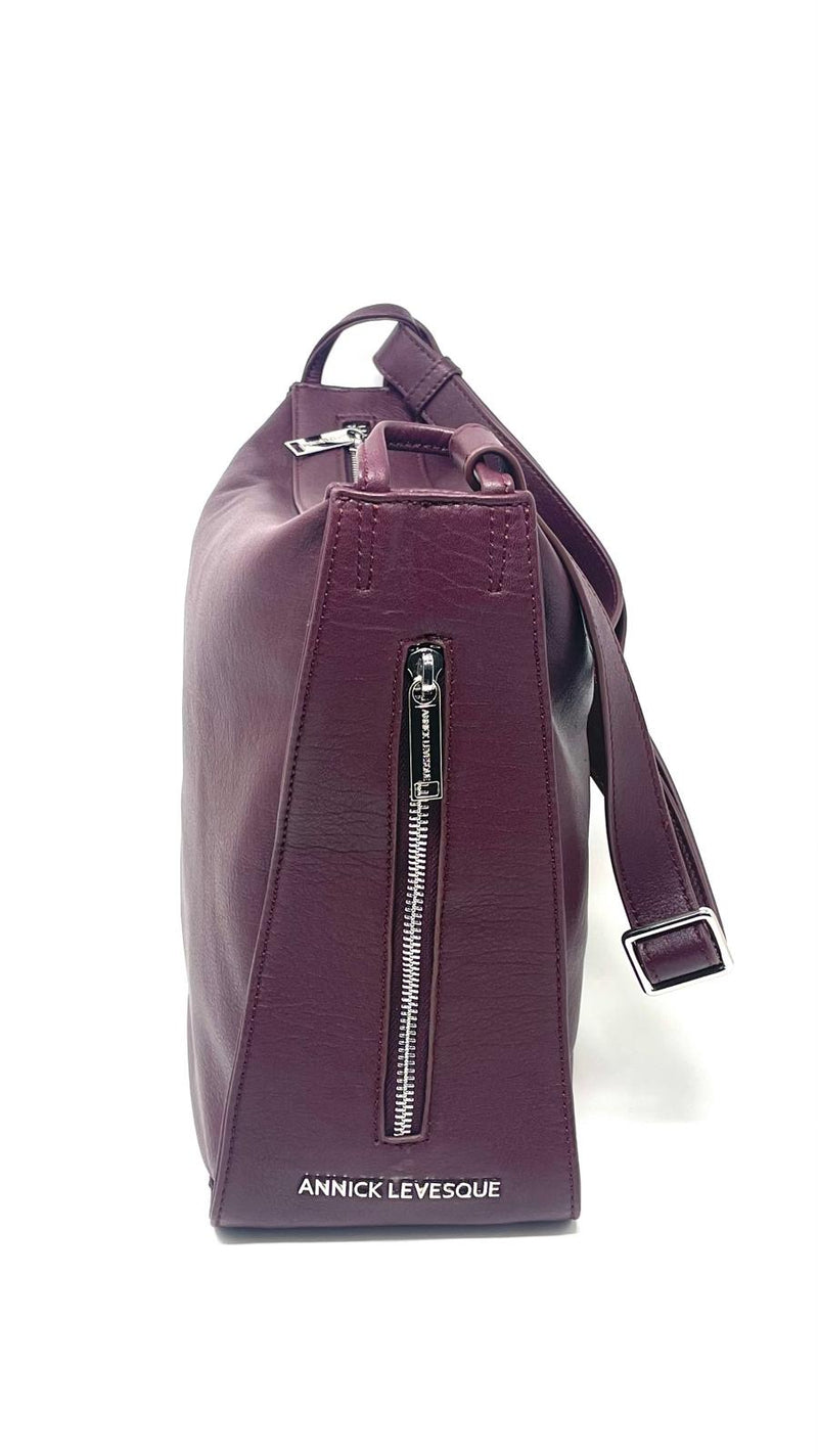 sac à main souple en bandoulière, Aubergine, Julie