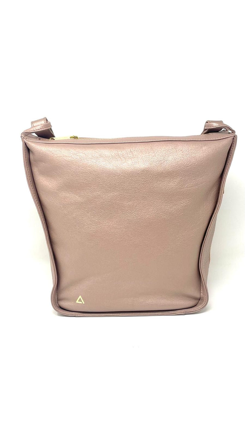 sac à main souple en bandoulière, rose platine, Julie