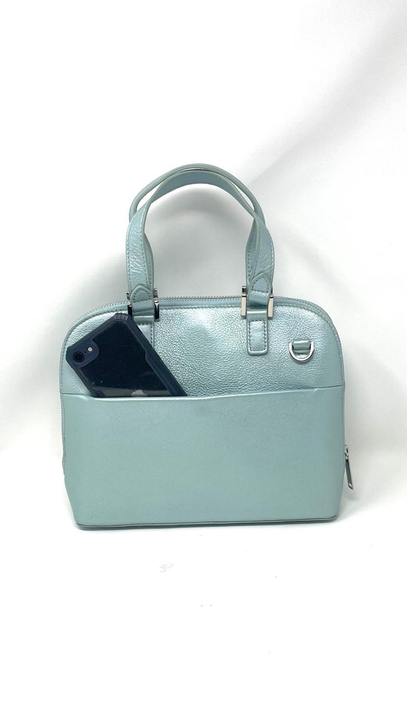 Sac à main en cuir Bleu Céleste, Justine