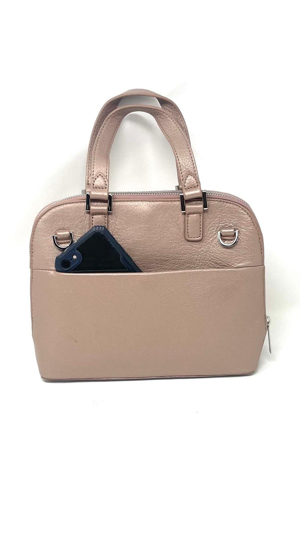 Handbag in leather Justine, Mother of Pearl