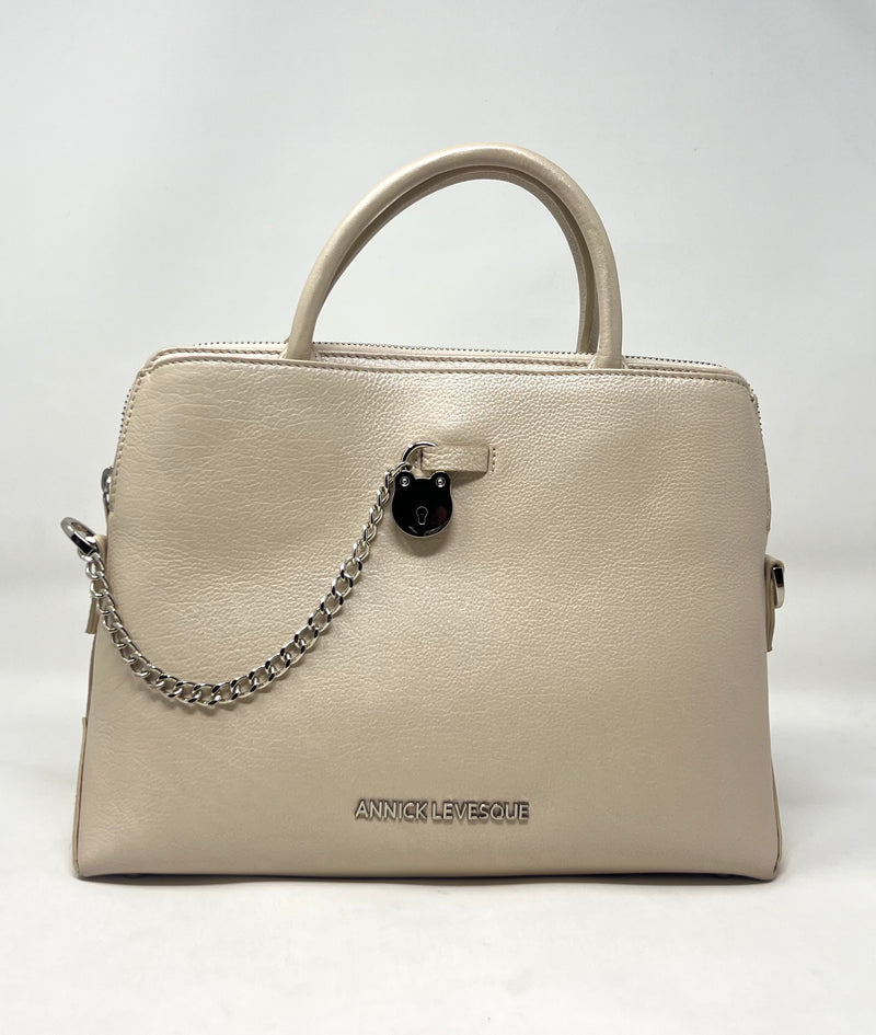 Beige Leather Handbag, Miranda