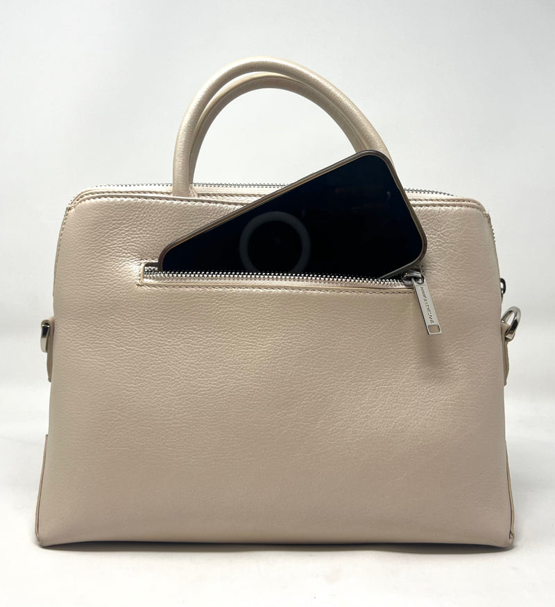 Beige Leather Handbag, Miranda