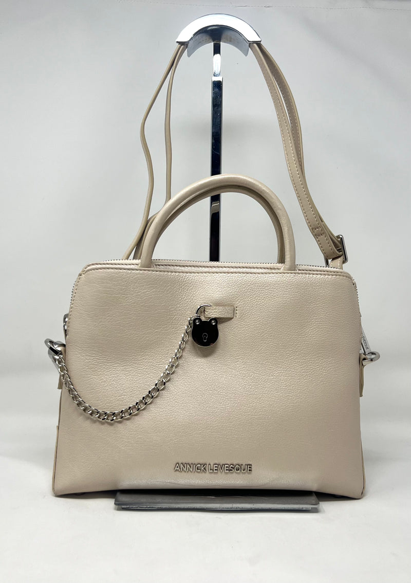 Beige Leather Handbag, Miranda