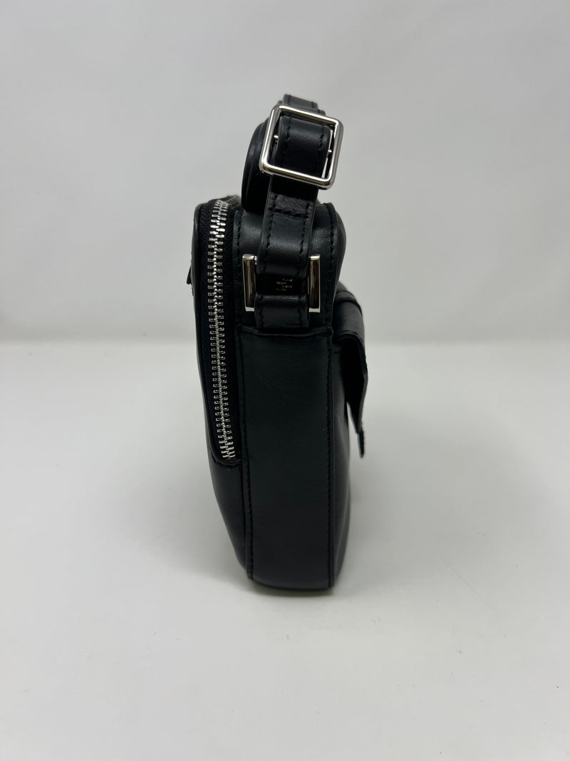 Petit sac en cuir véritable avec section pour carte RFID, Noir, Nadine