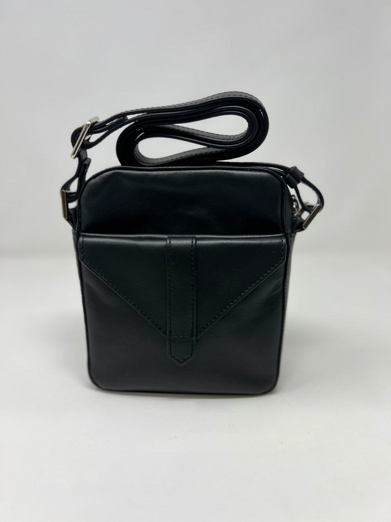 Petit sac en cuir véritable avec section pour carte RFID, Noir, Nadine