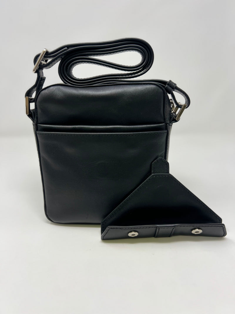 Petit sac en cuir véritable avec section pour carte RFID, Noir, Nadine