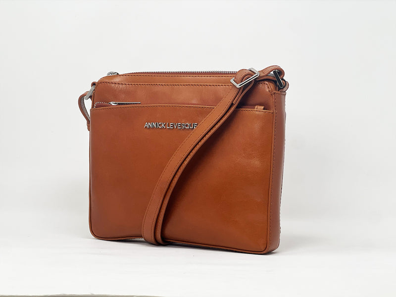 Sac à main de style sac à bandoulière "Crossbody", Sacoche Gisele petit Cognac