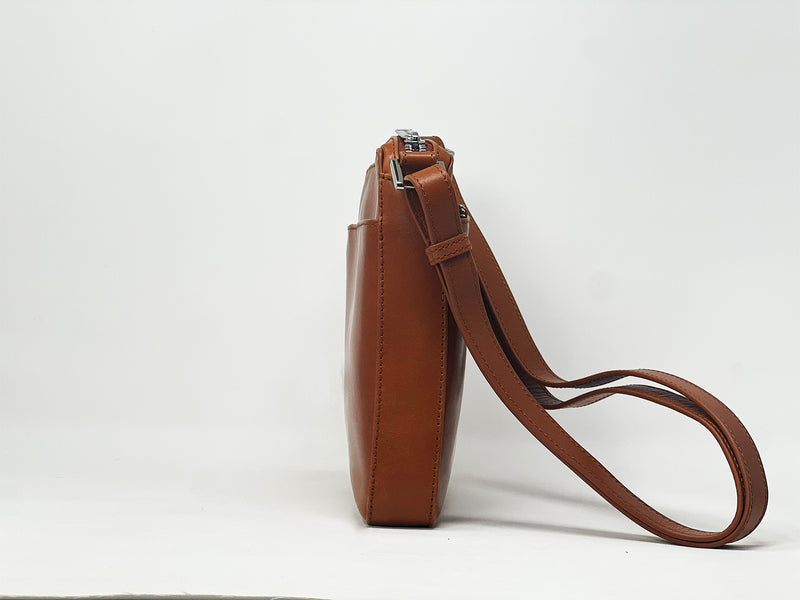 Sac à main de style sac à bandoulière "Crossbody", Sacoche Gisele petit Cognac