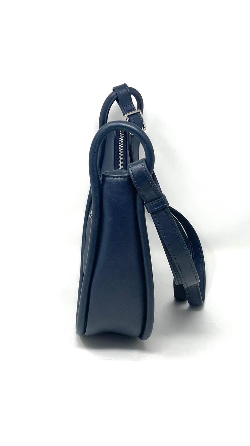 Petit Sac à Bandoulière en Cuir Bleu marine, Sabrina