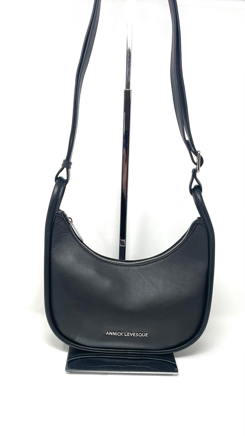 Petit Sac à Bandoulière en Cuir Noir, Sabrina