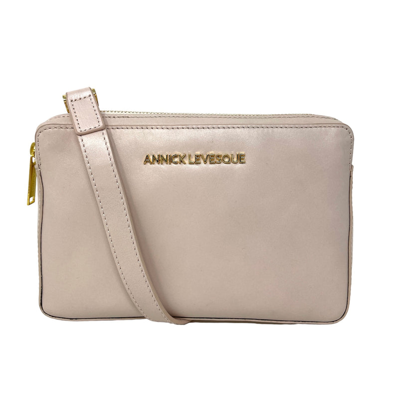 Small Light Pink Leather Crossbody Bag, Annie