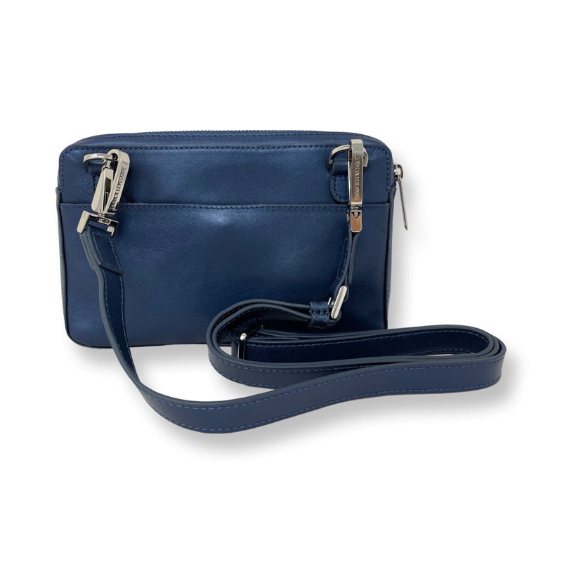 Small Leather handbag Annie, Navy Blue