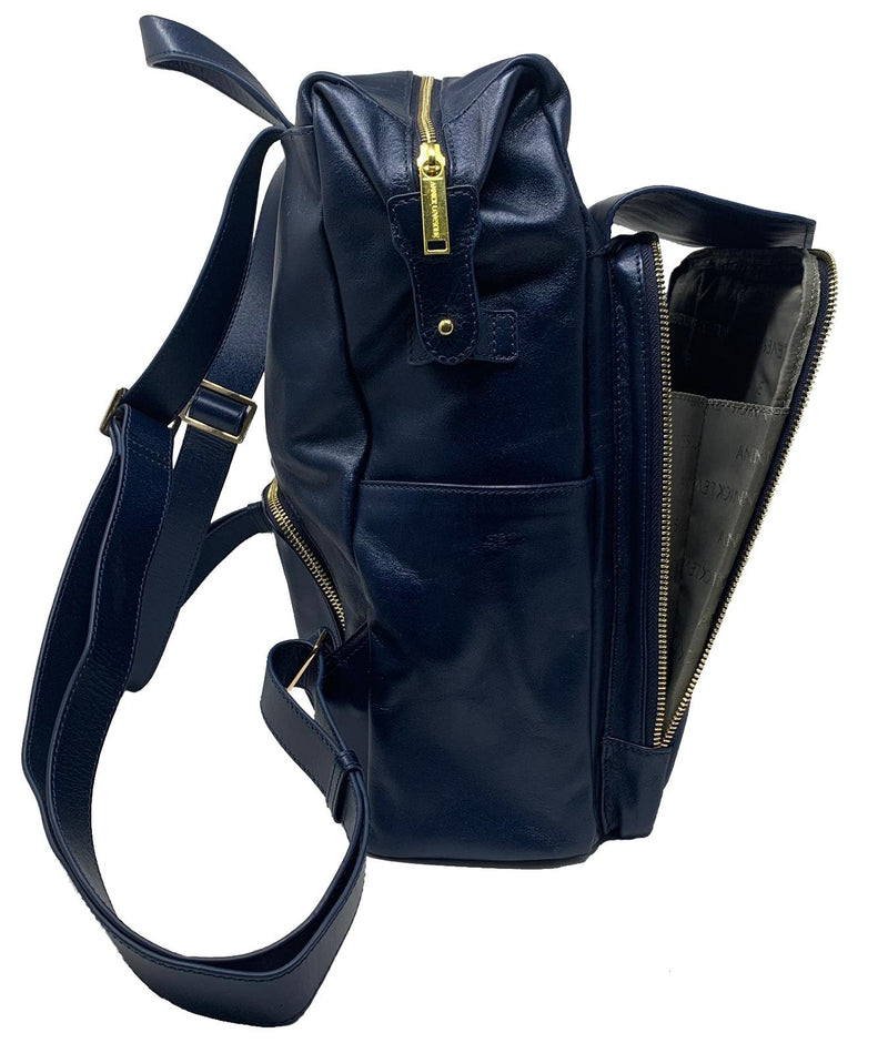 Large Leather Backpack Leanne, Navy