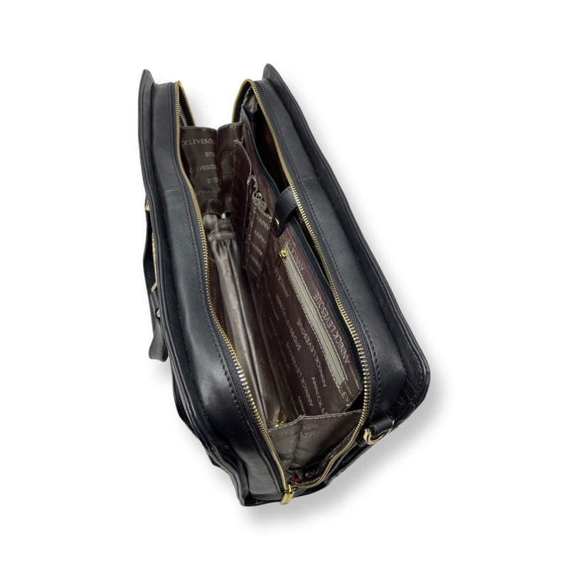 Laptop bag in black leather for women, Elizabeth