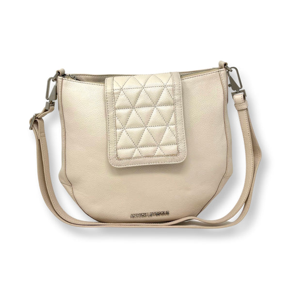 Beige Leather handbag, 2in1, Isabelle