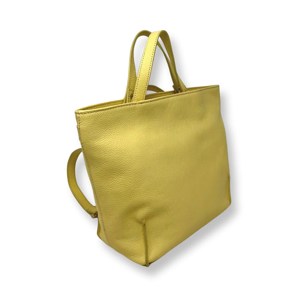 Small Light Yellow Leather Transformable Handbag, Kelly