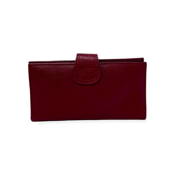 Red Bordeaux Leather Wallet for Women, Denise