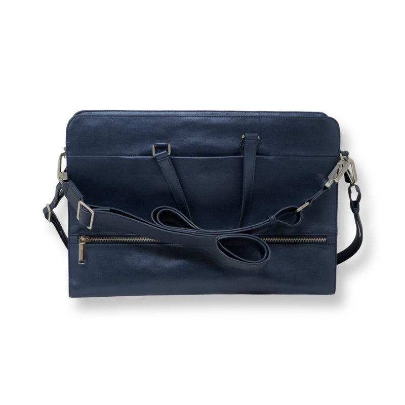 Laptop Bag in Navy blue Leather for Women, Elizabeth